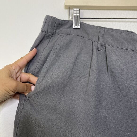 NEW J. Jill Linen Blend Shorts Size 18 Gray Chino Elastic Waist Pockets Casual - Picture 2 of 10